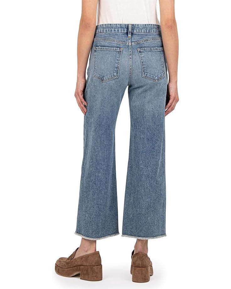 Women's KUT from the Kloth Meg High-Rise Fab Ab Wide Leg Back Forward Raw Hem In Defiant Product Image