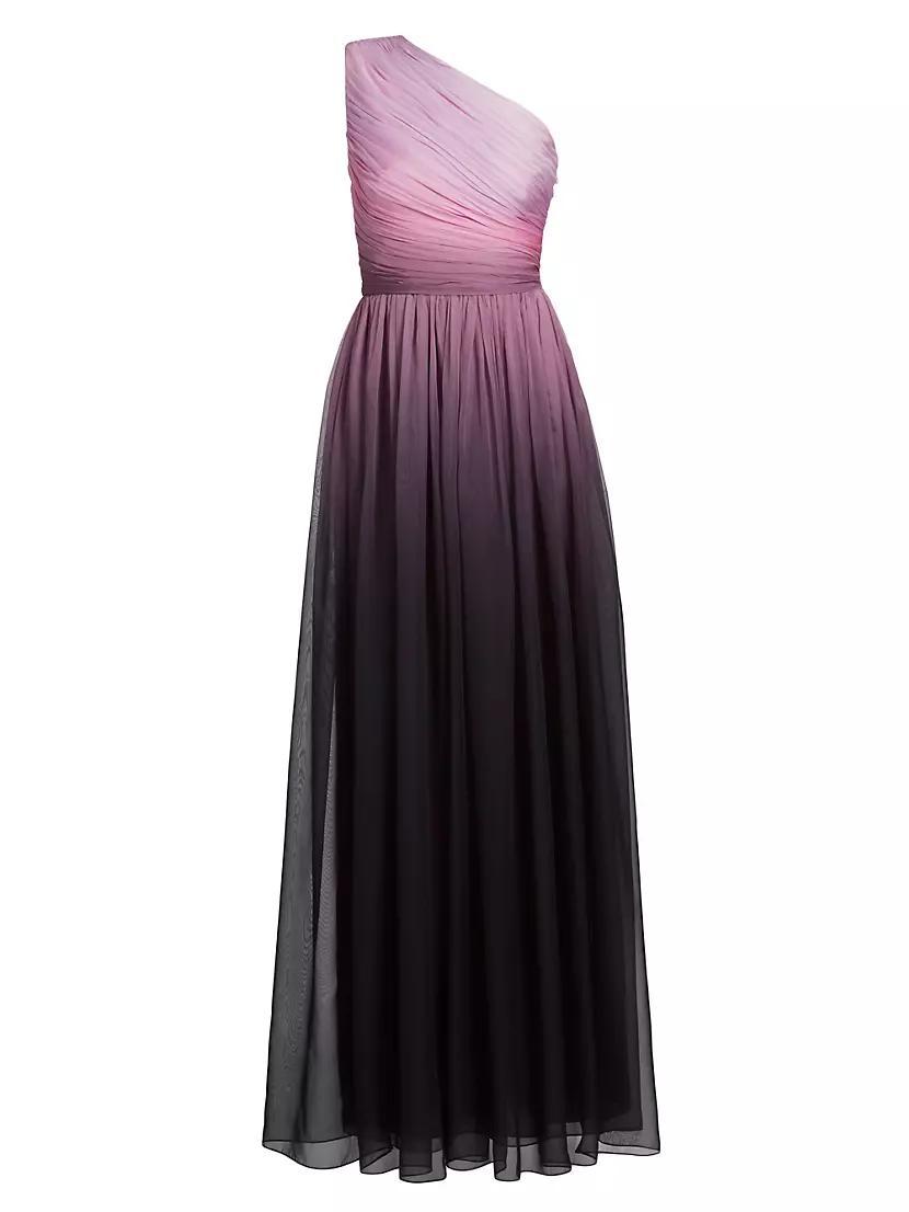 One-Shoulder Ombré Chiffon Sleeveless Gown Product Image
