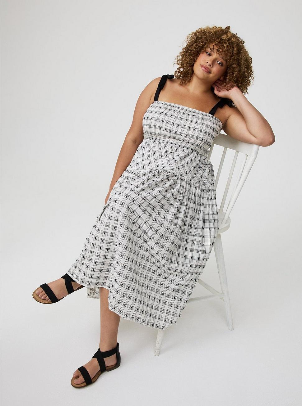 Tea-Length Smocked Bodice Dress Product Image