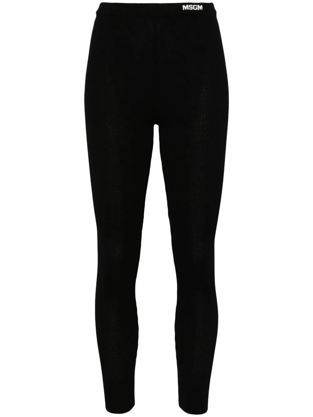 MSGM Logo-waistband Leggings In Black Product Image