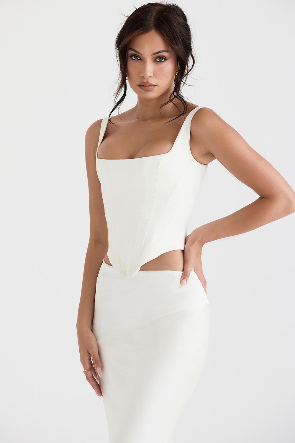 Rafa Ivory Satin Longline Corset Product Image