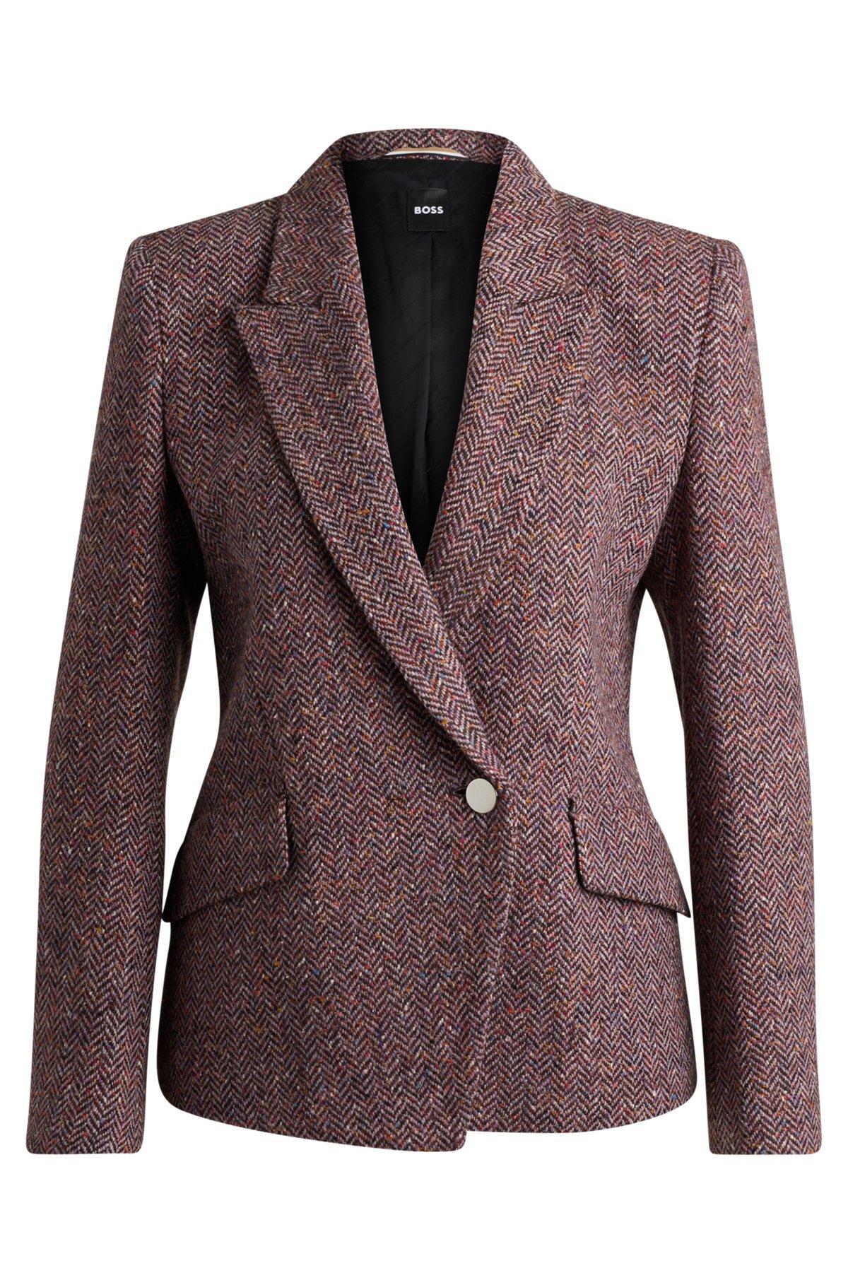 Regular-fit jacket in herringbone tweed blended with silk Product Image