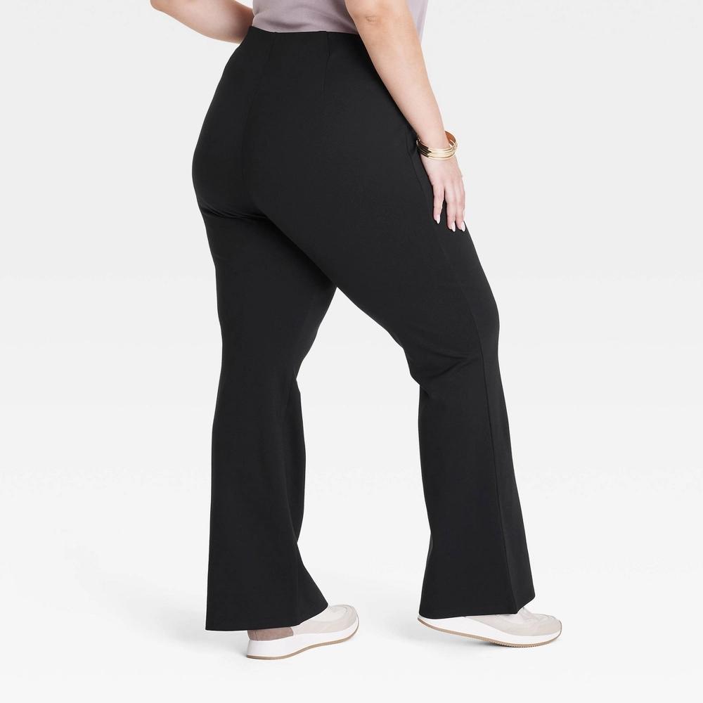 Women's High-Rise Ponte Flare Pull-On Pants - Ava & Viv™ Black 2X Product Image