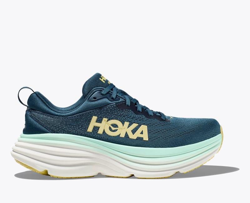 HOKA Mens Bondi 8 Shoes in Lettuce/Solar Flare, Size 10.5 Product Image