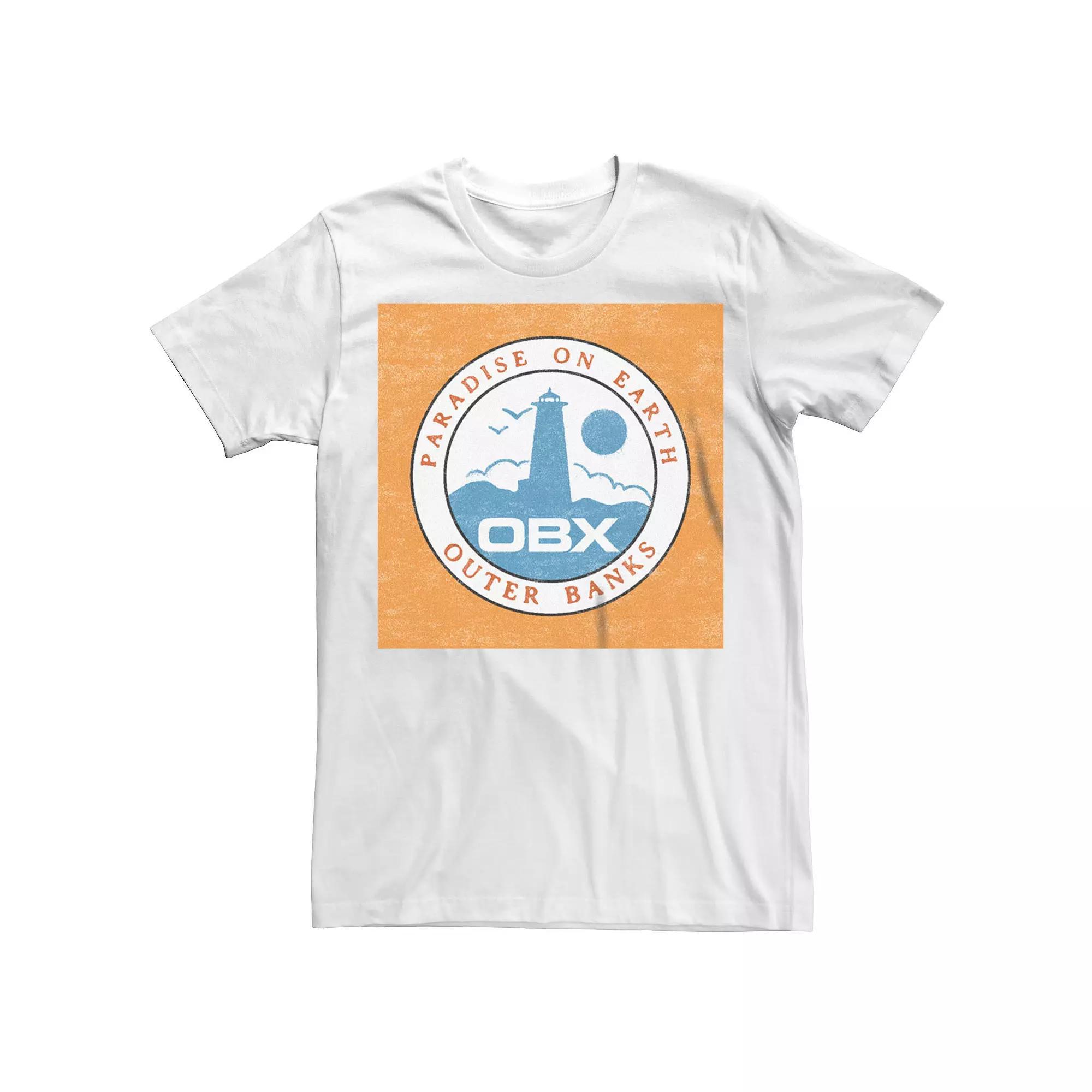 Men's Outer Banks Paradise On Earth Lighthouse Badge Graphic Tee, Size: Large, White Product Image