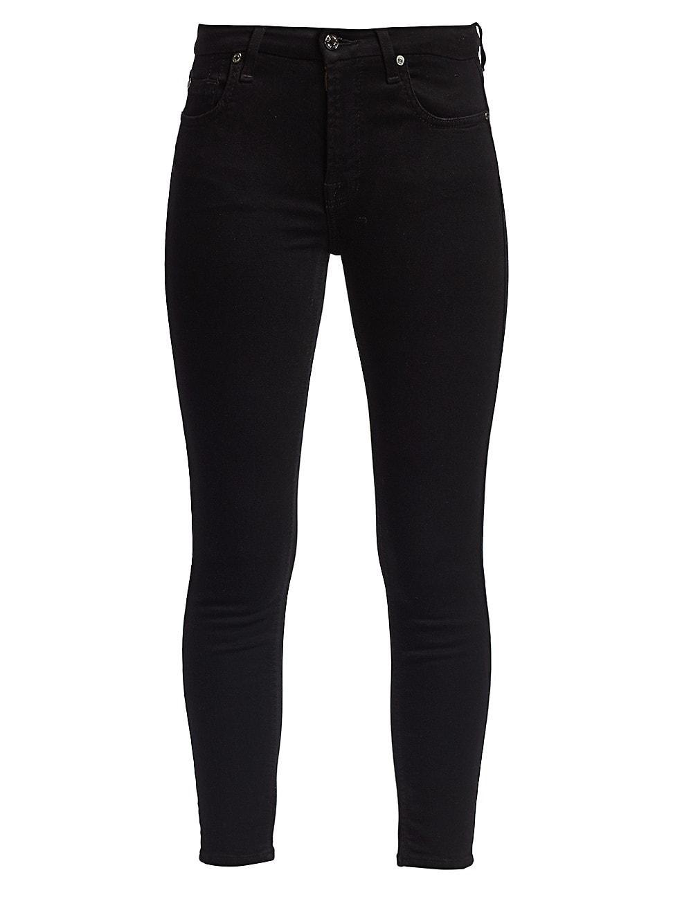 7 For All Mankind Slim Illusion High Rise Ankle Skinny Jeans in Luxe Black Product Image