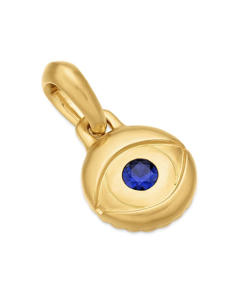 David Yurman Mens 18K Yellow Gold Blue Sapphire Evil Eye Amulet Pendant Product Image