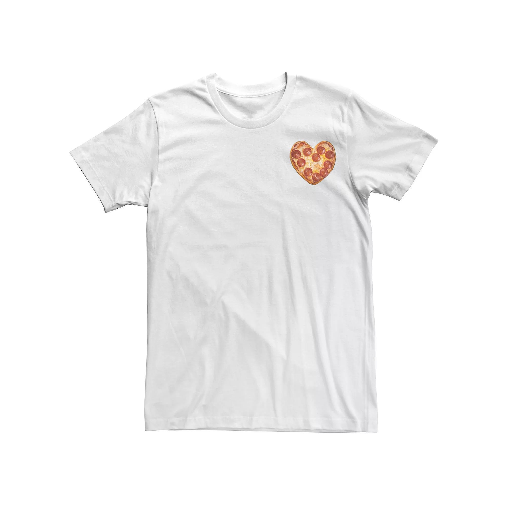 Men's Pizza Heart Funny Left Chest Graphic Tee, Size: Medium, White Product Image
