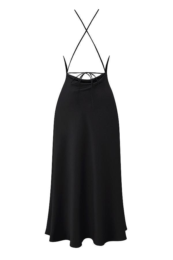 Zanab  black thigh slit maxi dress - sale Product Image