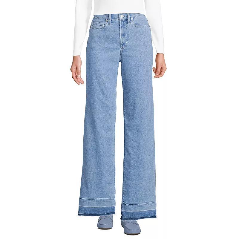 Women's Lands' End Tall High-Rise Wide Leg Jeans, Size: 12 34 Tall, Hutton Blue Wash Product Image