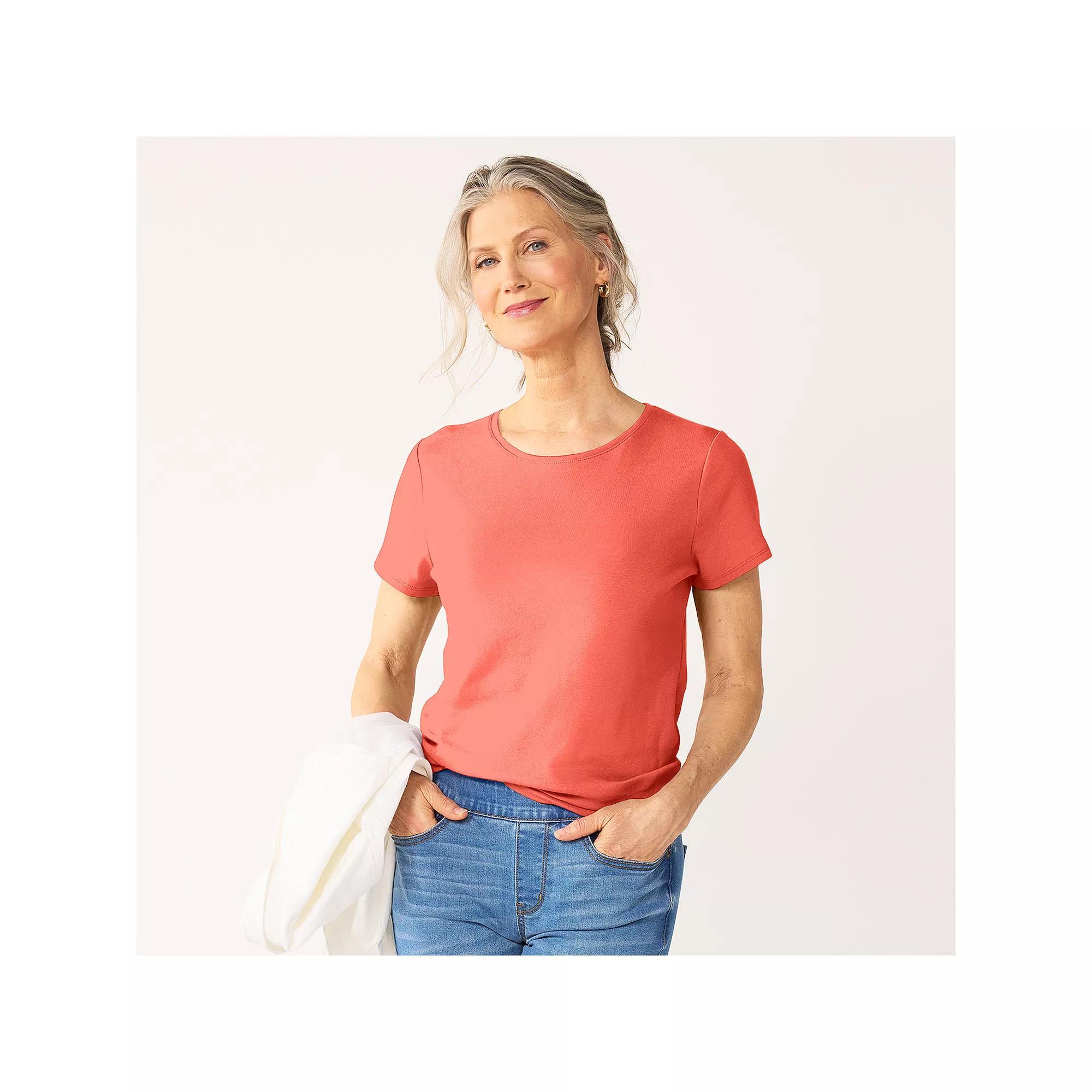 Petite Croft & Barrow Essential Crewneck Tee, Womens Yellow Yellow Product Image