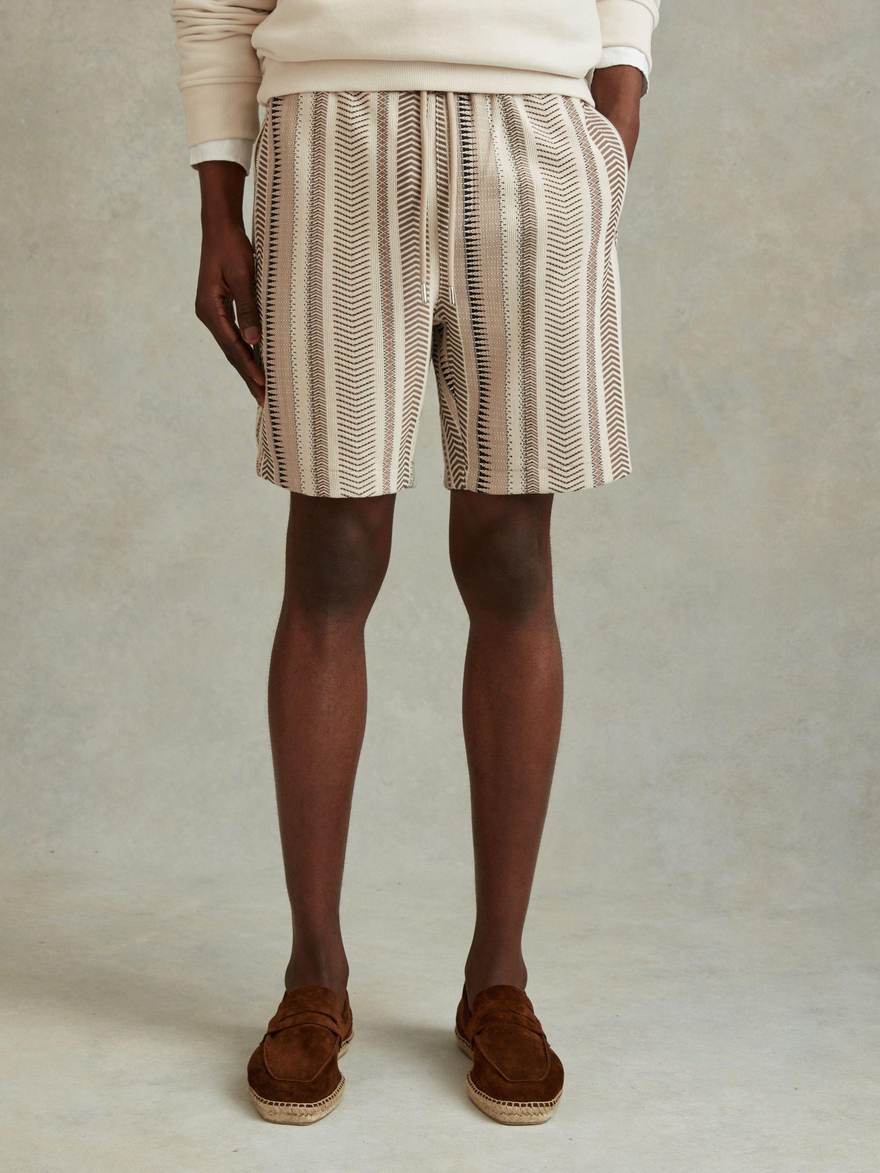 Jacquard Drawstring Shorts in Ecru Multi Product Image