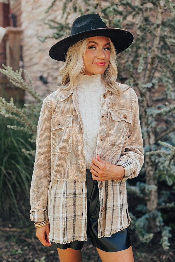 Hot Cocoa Sippin' Corduroy Jacket in Khaki Product Image