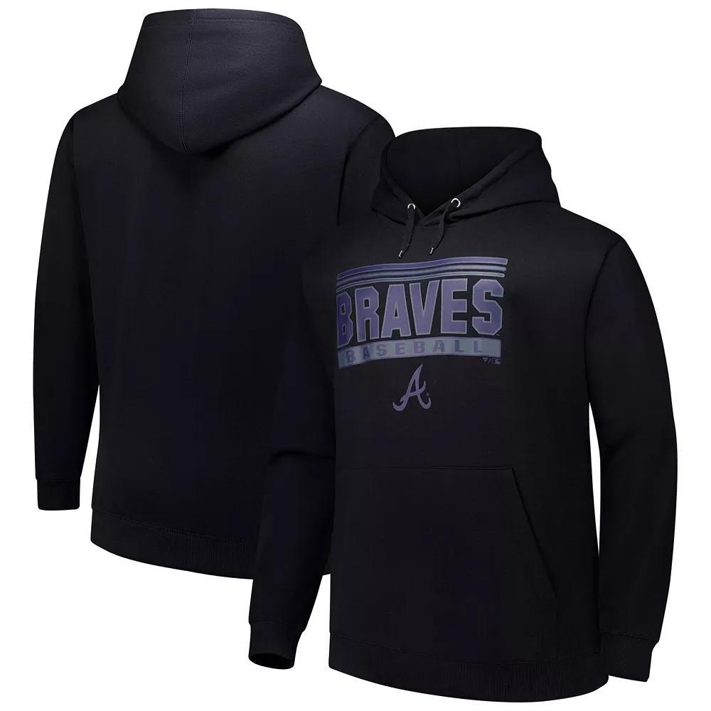 Men's  Black Atlanta Braves Stack Fleece Pullover Hoodie, Size: 2XB Product Image
