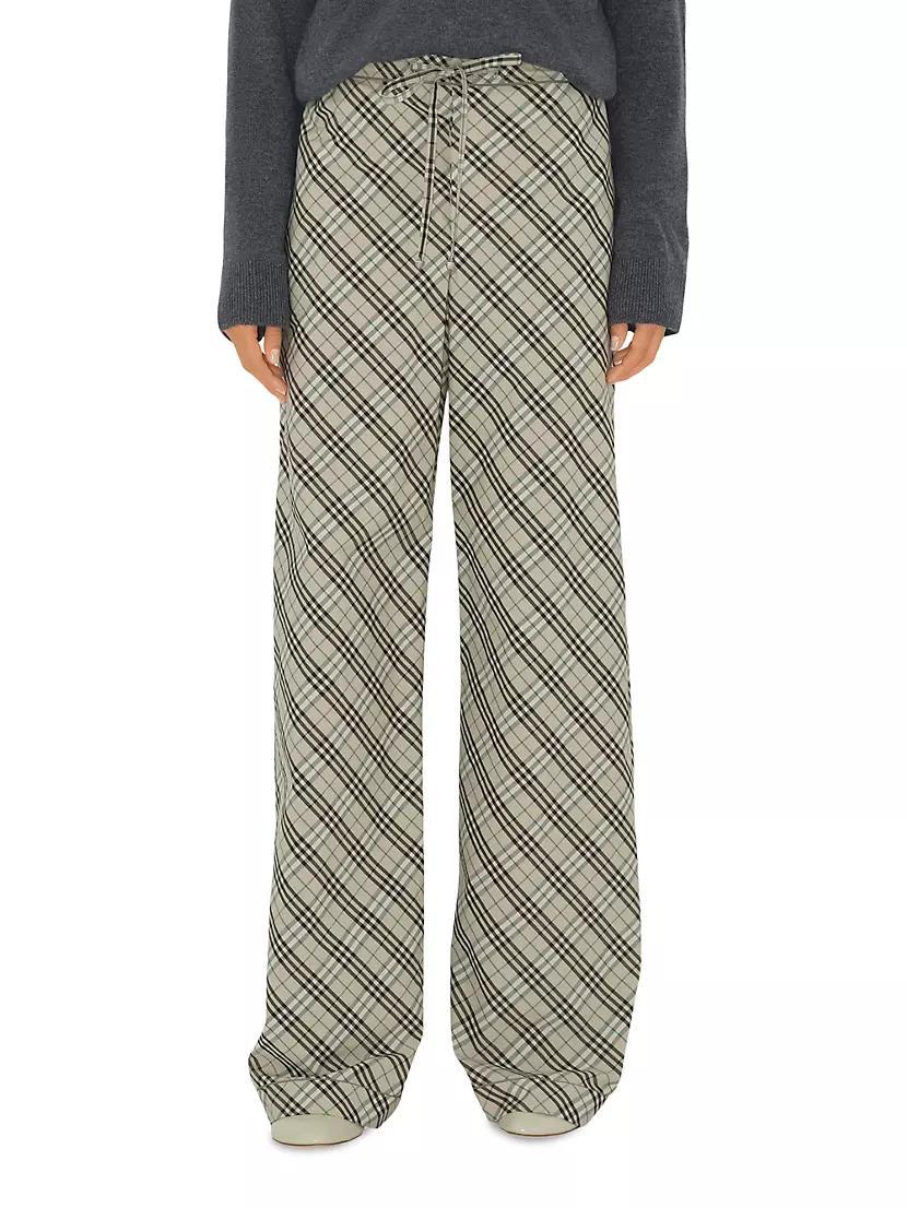 Check Cotton Drawstring Pants Product Image