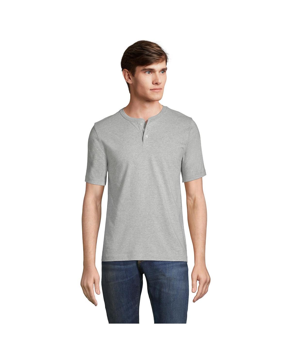 Big & Tall Lands' End Short Sleeve Super-T Henley, Men's, Size: 4XB, White Product Image