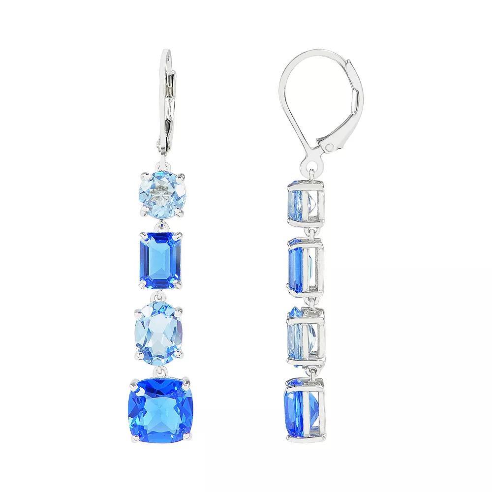 SIRI USA by TJM Sterling Silver Simulated Light & Dark Blue Drop Earrings, Women's Product Image