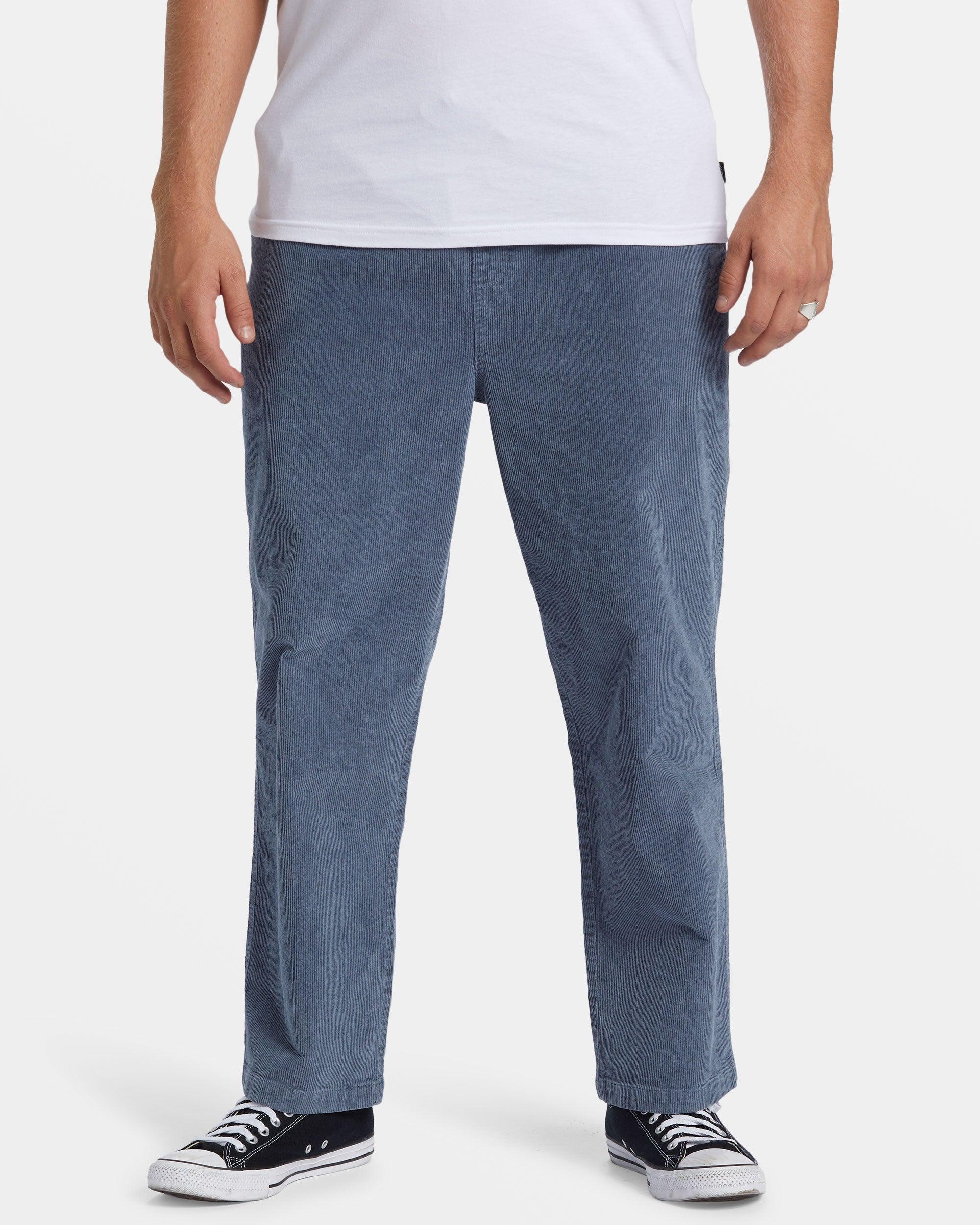 Larry Elastic Waist Corduroy Pants - Slate Blue Male Product Image