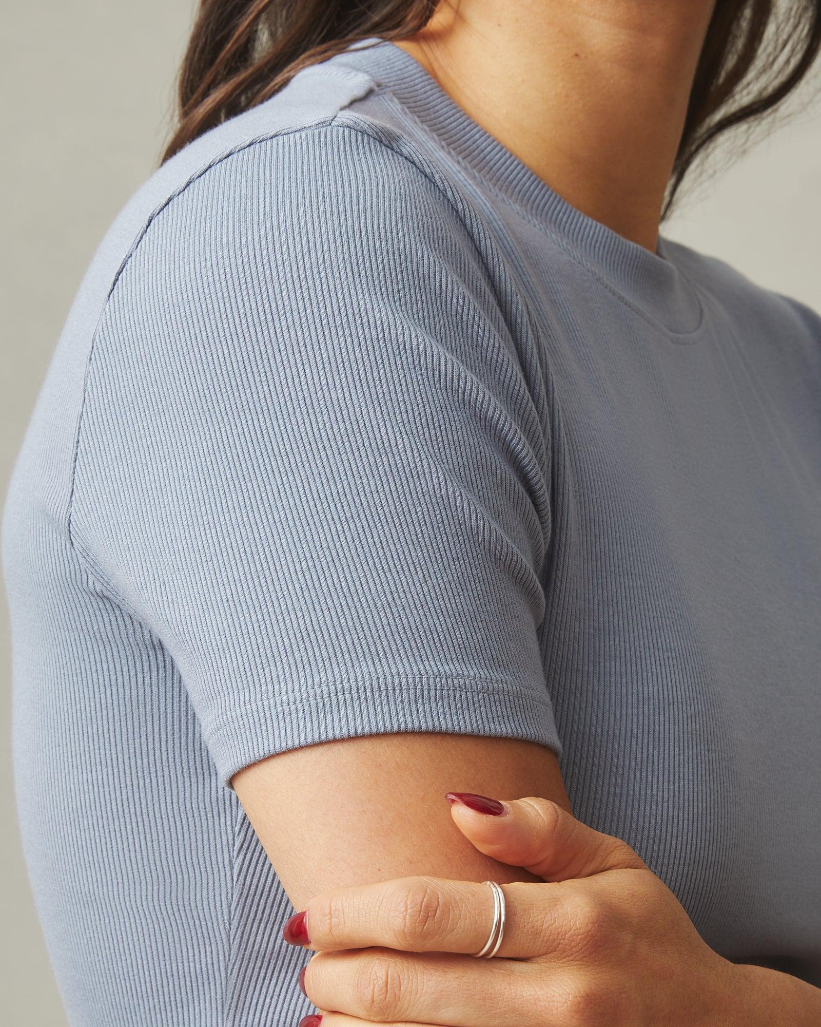 Women's Luxe Rib Crew Tee - Dusty Blue Female Product Image