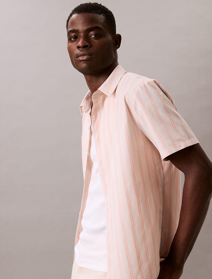 Calvin Klein Mens Poplin Stripe Classic Button-Down Shirt - Multi Product Image