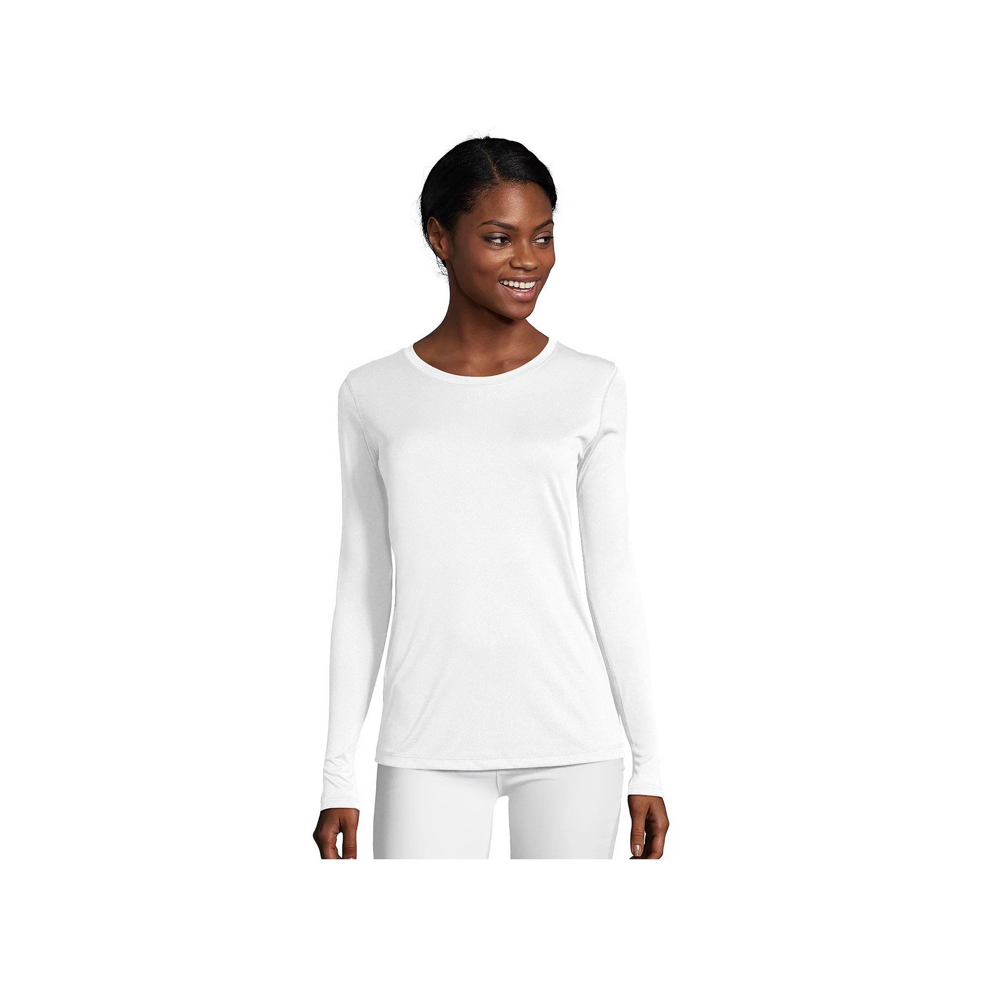 Women's Hanes® Cool Dri Long-Sleeve Performance Tee, Size: XL, Black Product Image
