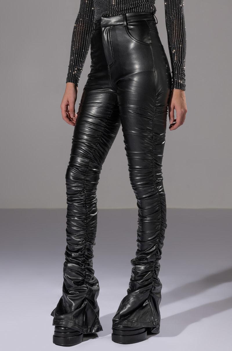 BOW DOWN RUCHED PU PANT Product Image