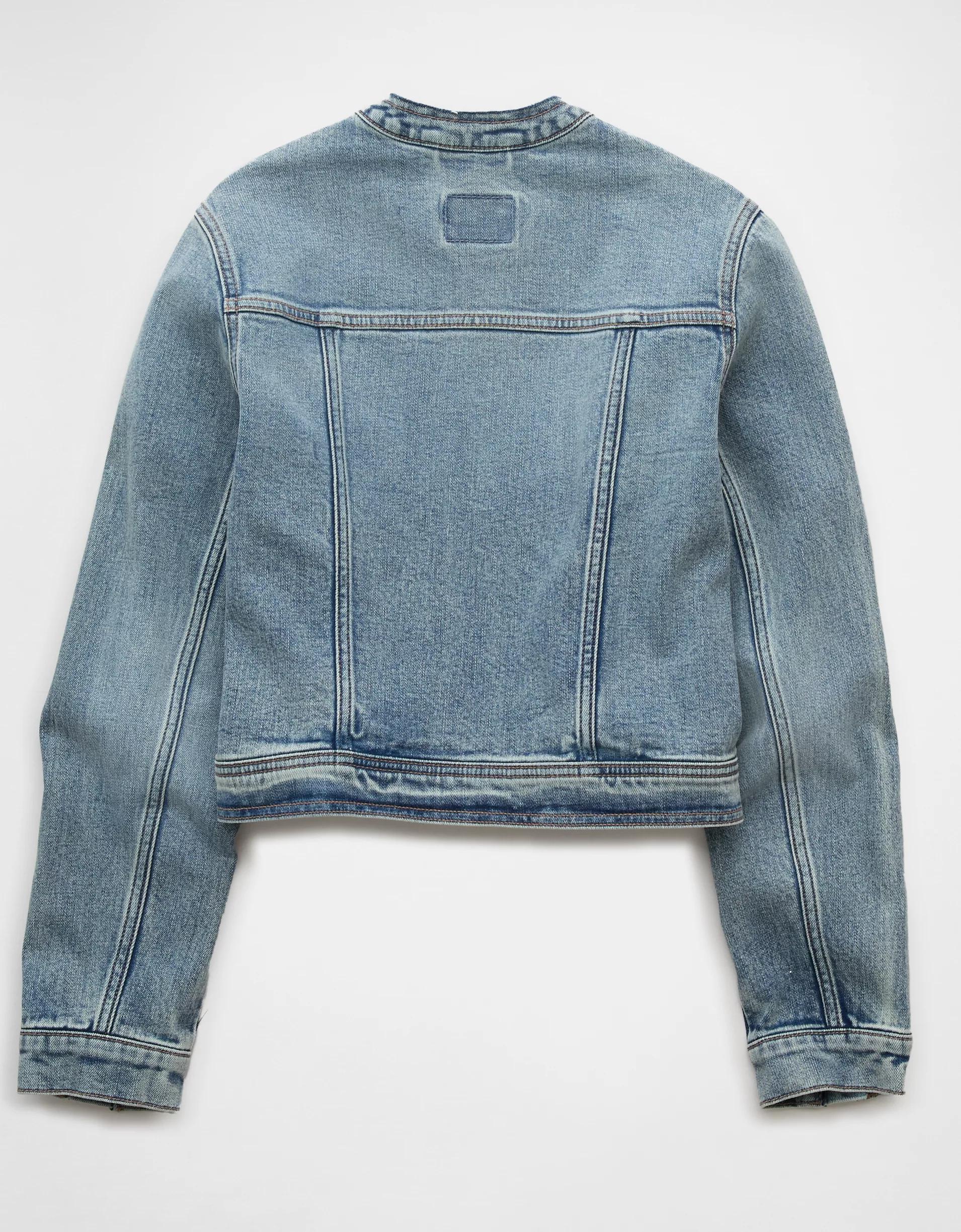 AE Zip-Up Denim Racer Jacket Product Image
