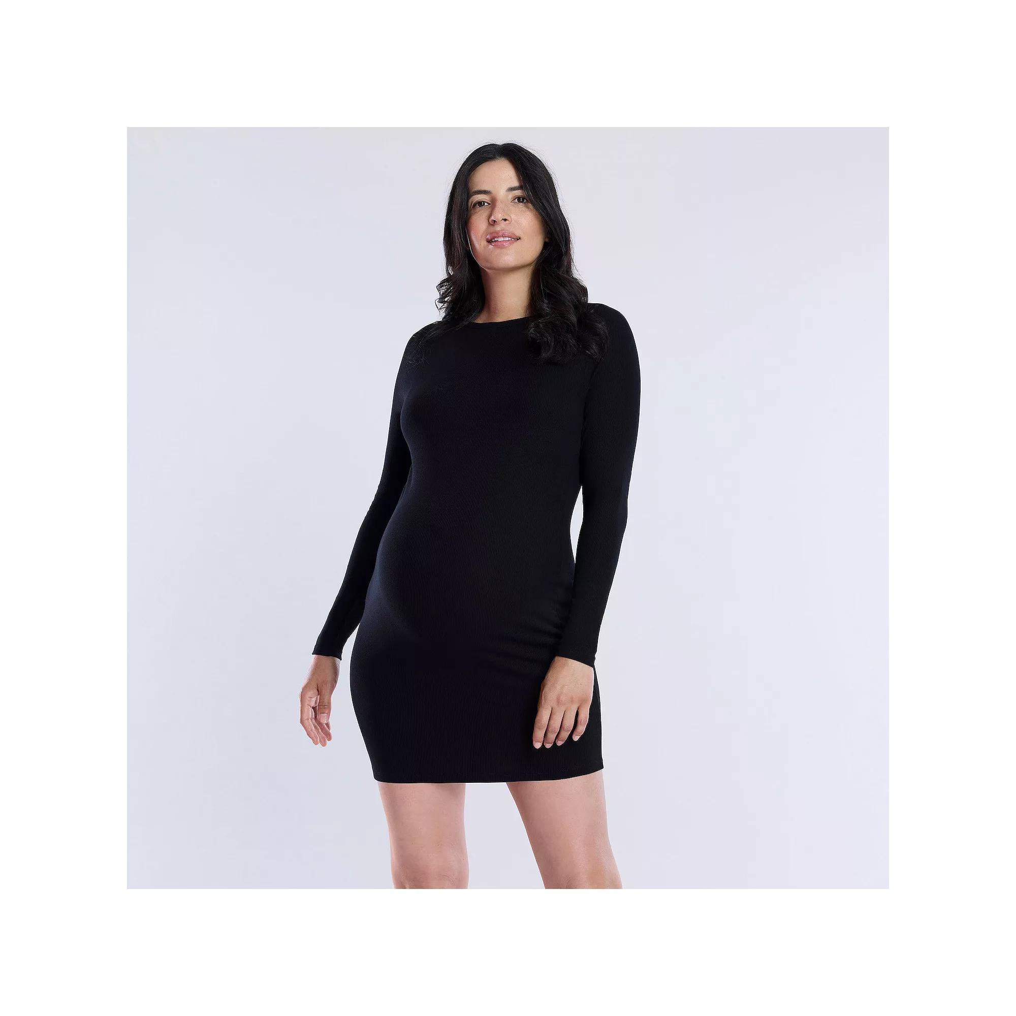 Maternity Motherhood® Long Sleeve Mini Dress, Women's, Size: Small-Mat, Brandy Brown Product Image