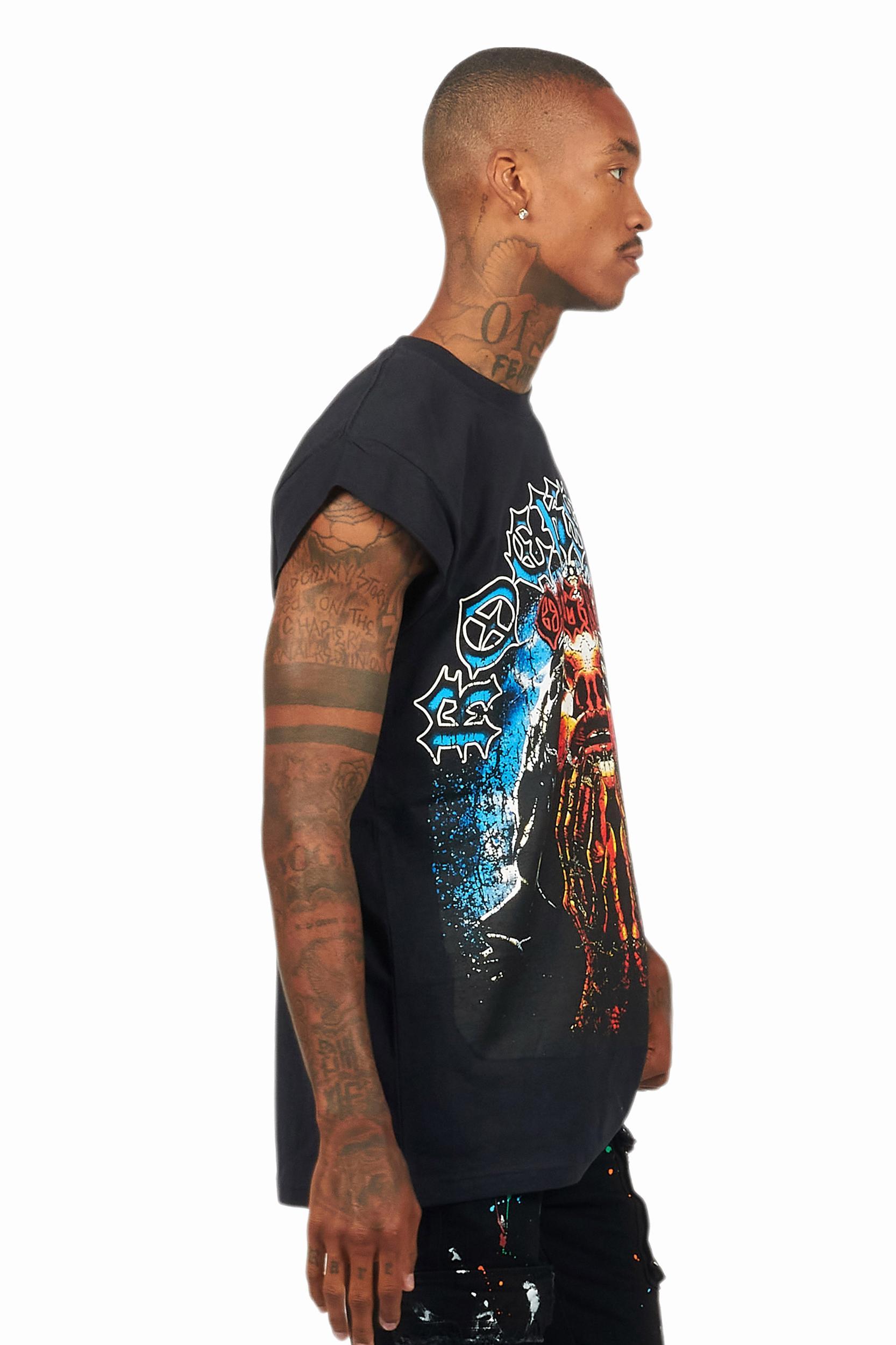 Dallan Black Graphic Muscle T-Shirt Male Product Image
