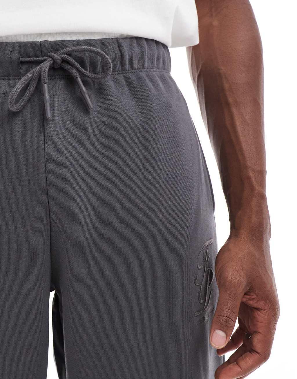 ASOS DESIGN premium oversized sweatpants with high build print in charcoal Product Image