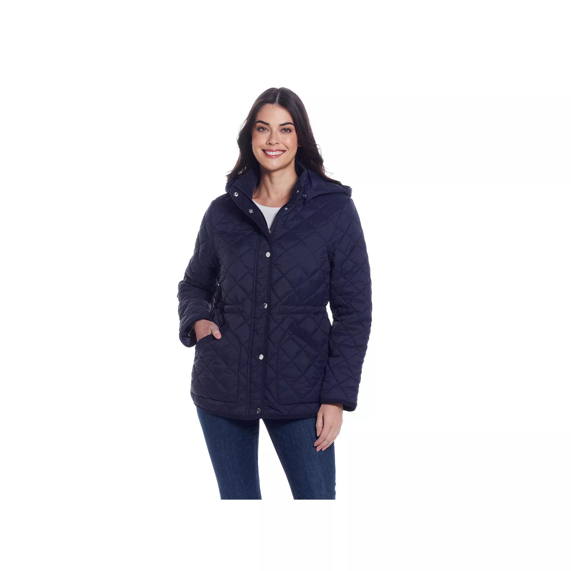 Women's Weathercast Corduroy Trimmed Quilted Anorak Jacket, Size: XL, Blue Product Image