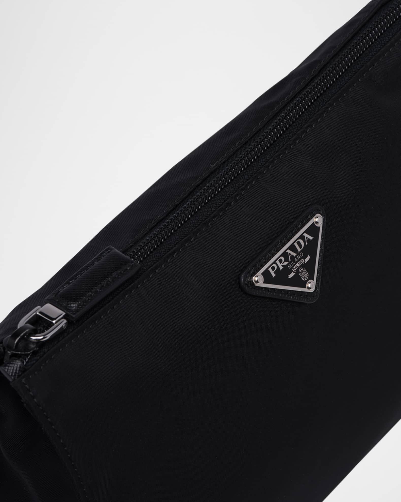 Men's Re-Nylon & Saffiano Leather Pouch with Wrist Strap Product Image