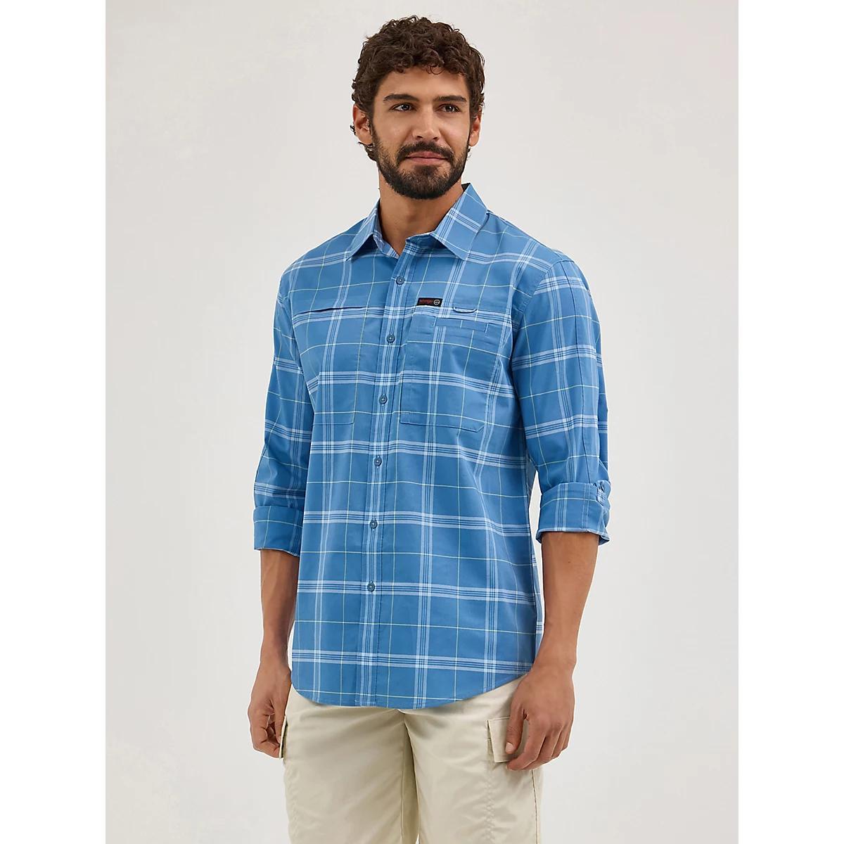 Wrangler ATG™ Men's Hike To Fish Plaid Shirt in Mangosteen Product Image
