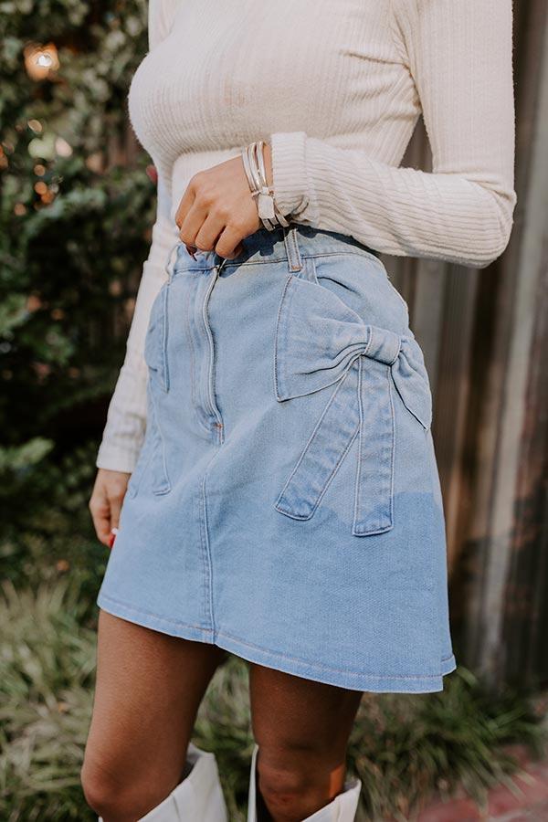 The Kaeli High Waist Denim Skirt in Light Wash Product Image