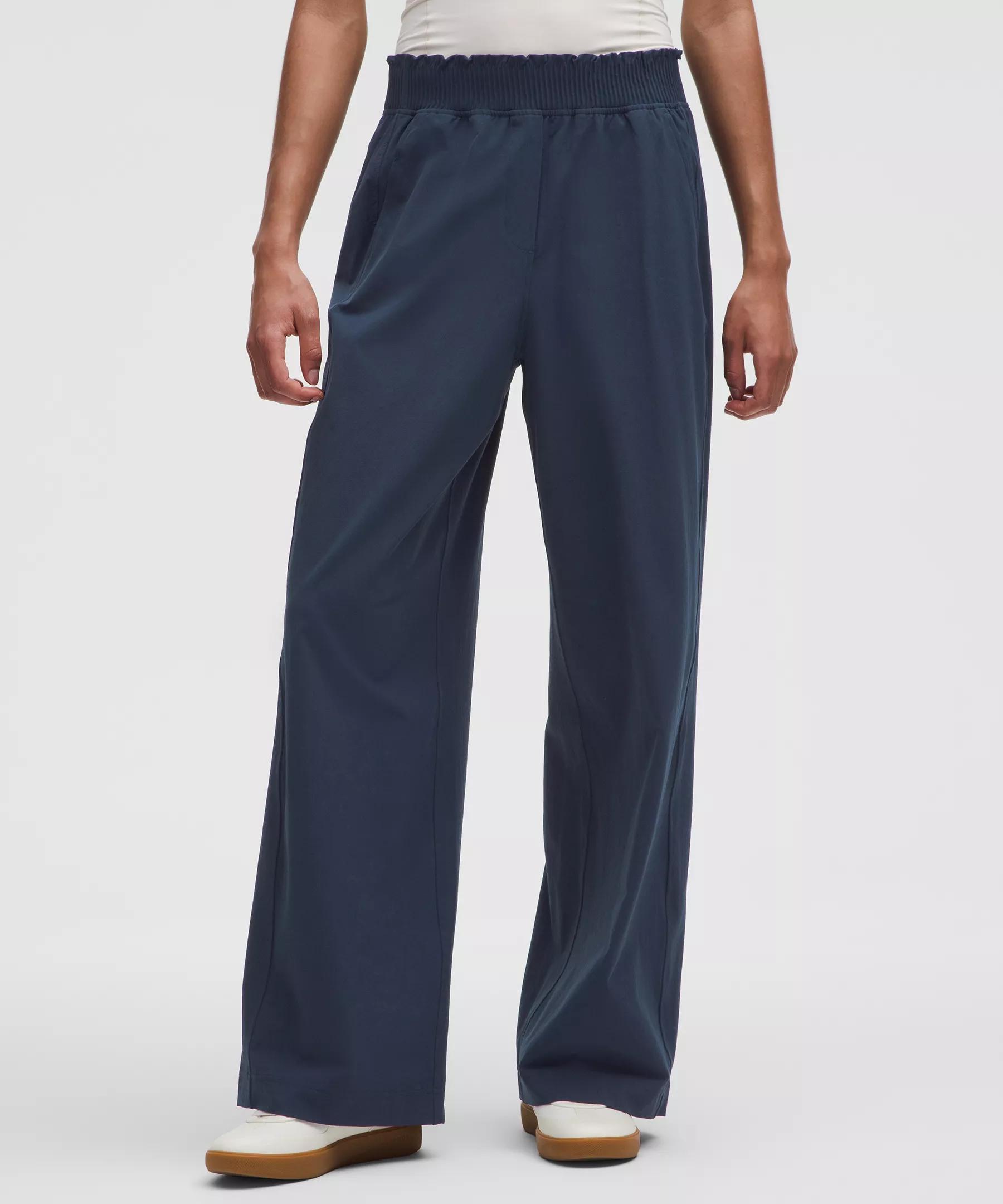 Stretch Woven Ruffle-Waist Wide-Leg Pant Product Image
