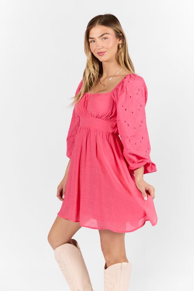 Beautiful Thoughts Pink Lace Sleeve Mini Dress Product Image