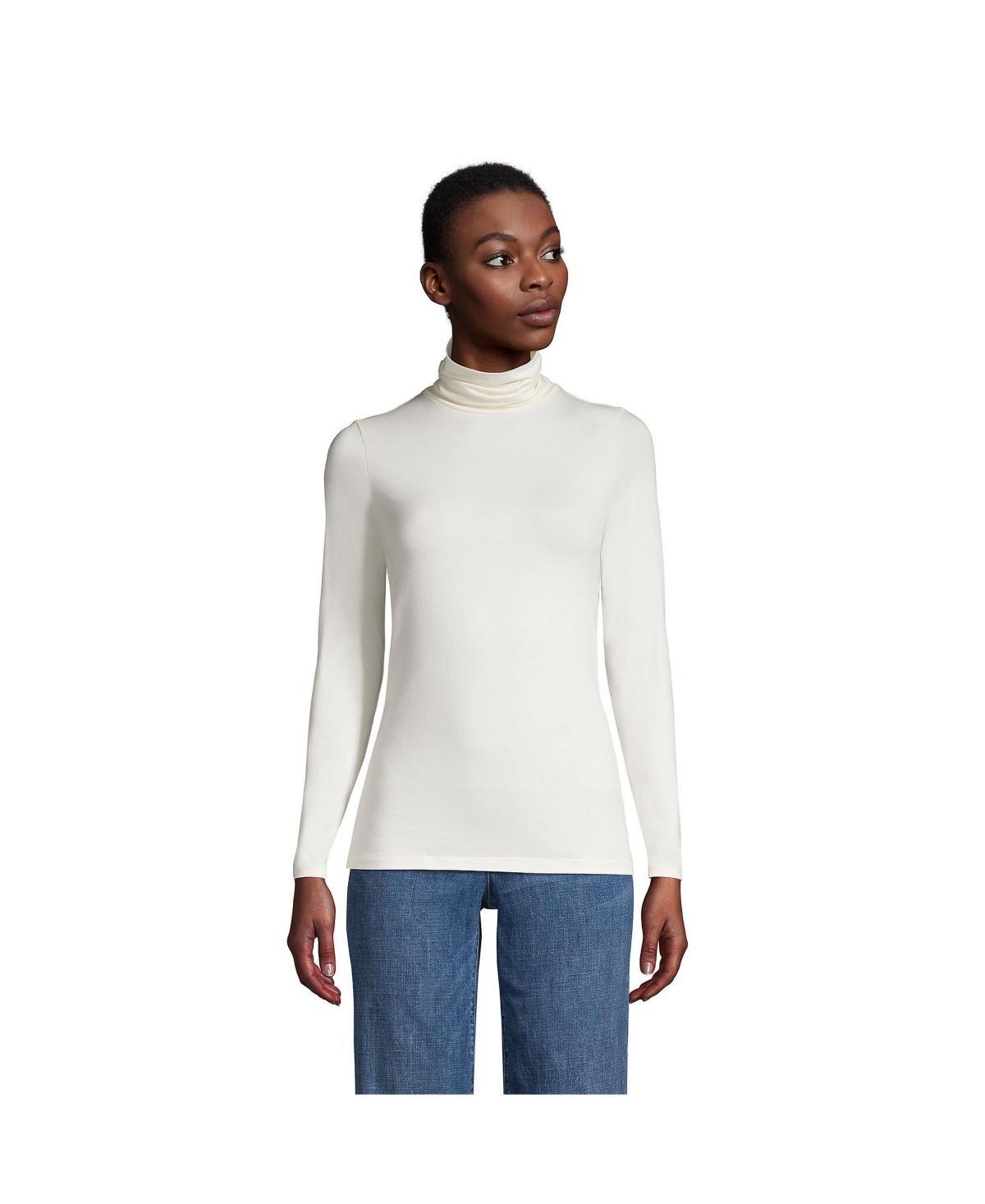 Petite Lands' End Lightweight Fitted Long Sleeve Turtleneck, Women's, Size: Small Petite, Estate Green Grey Product Image
