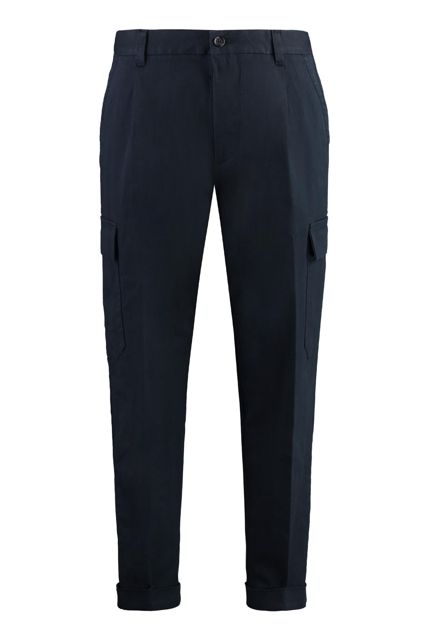 HUGO BOSS Boss Cotton Cargo-trousers In Blue Product Image