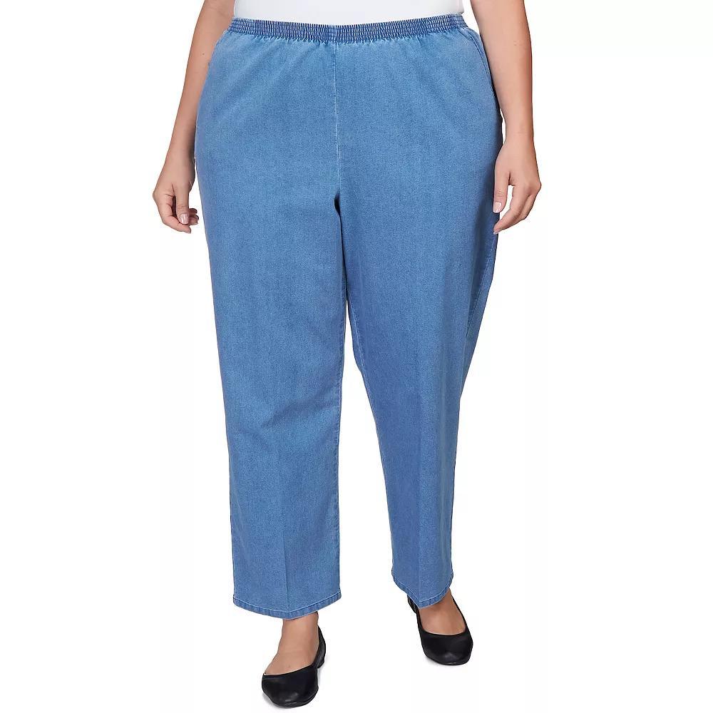 Plus Size Alfred Dunner Elastic Waist Short Length Denim Pants, Women's, Size: 16W Short, Medium Blue Product Image