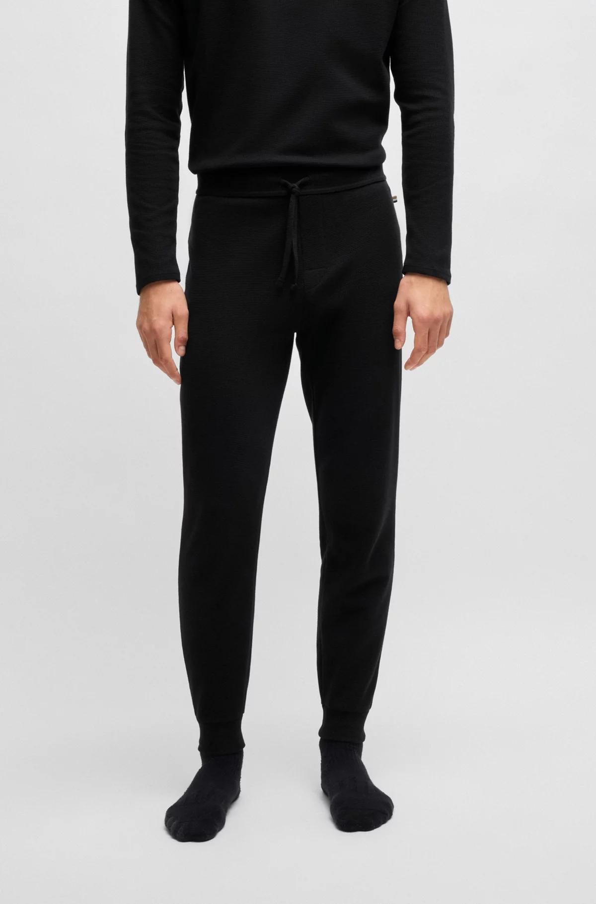 Boss Waffle Pajama Bottoms in Black Product Image