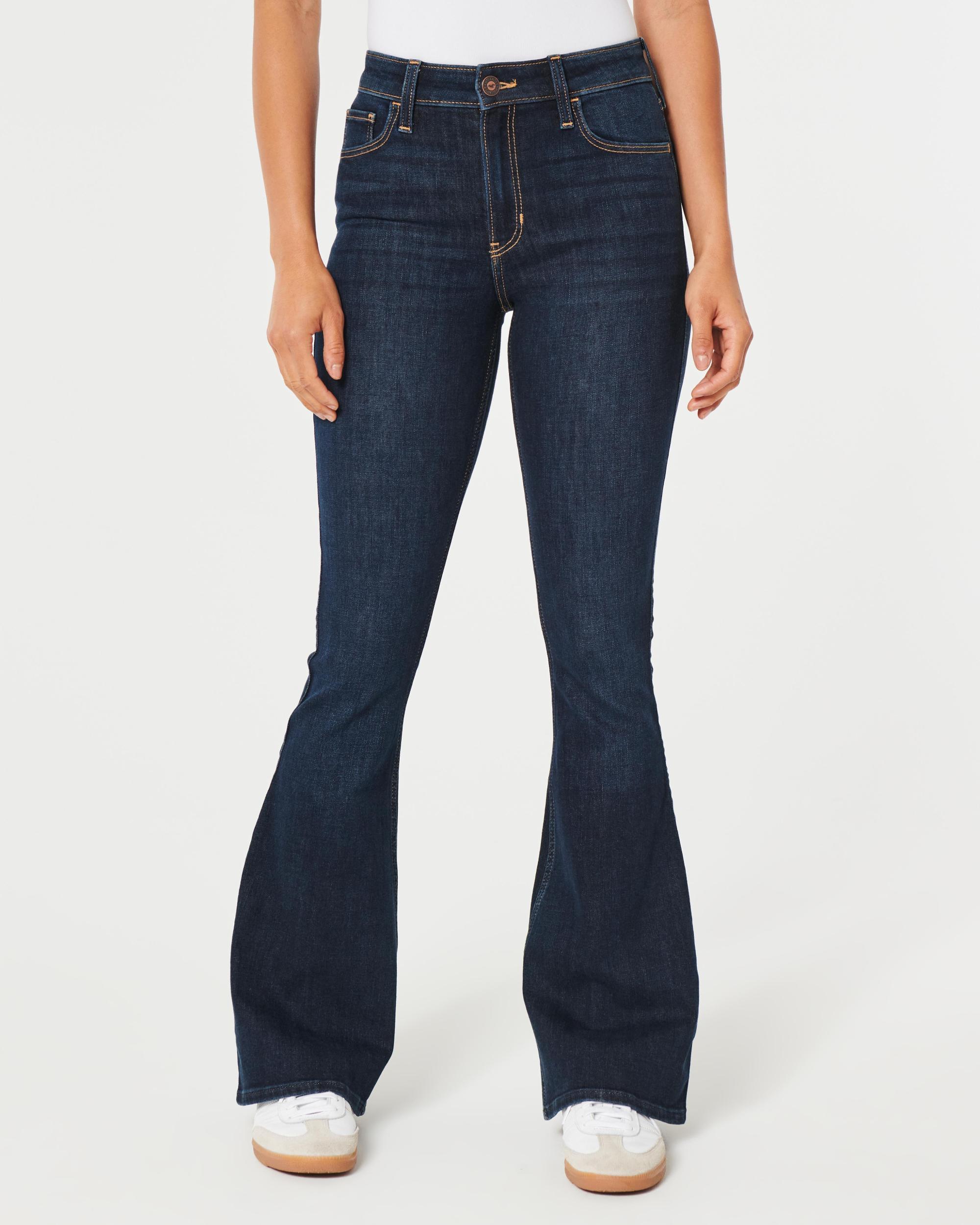High-Rise Dark Wash Flare Jeans Product Image