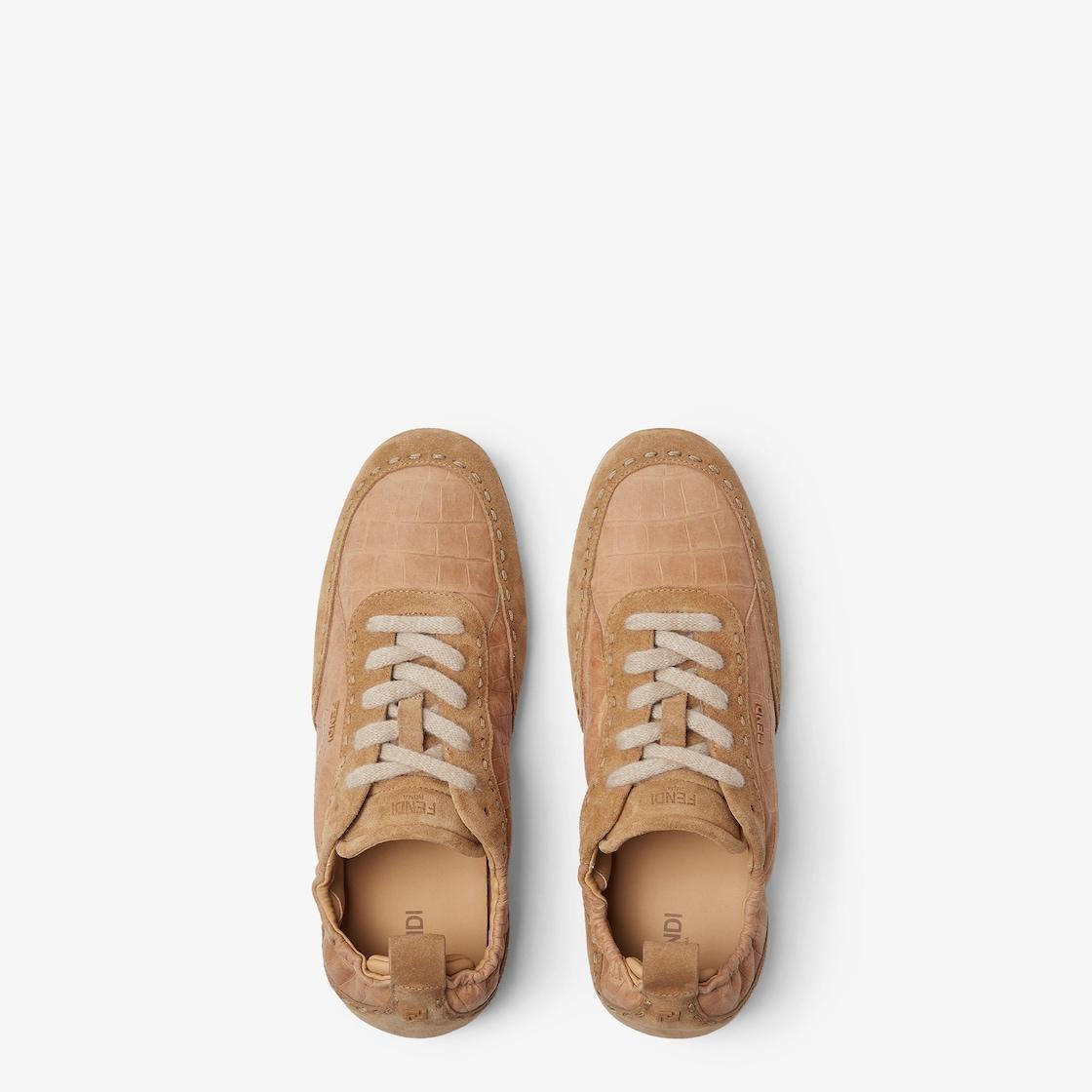 Fendi Fit sneakersBeige leather low-tops Product Image
