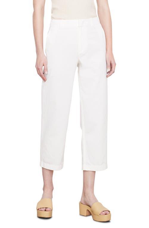 Mid-Rise Washed Cotton Cropped Pants Product Image