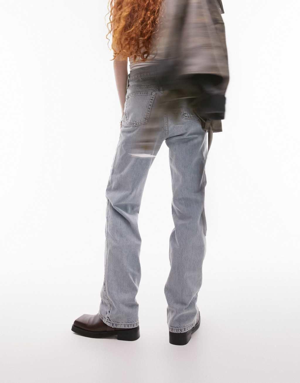 Topshop straight Kort jeans in bleach  Product Image