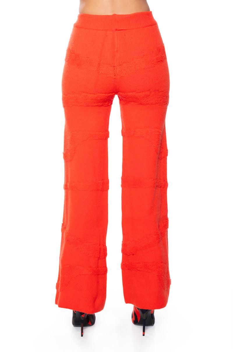 CARISSA COZY KNIT WIDE LEG PANT IN ORANGE Product Image