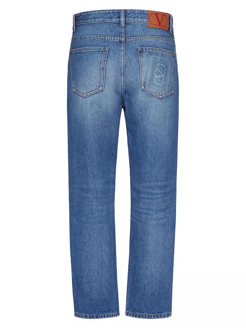Denim Pants With Embossed Vlogo Signature Product Image