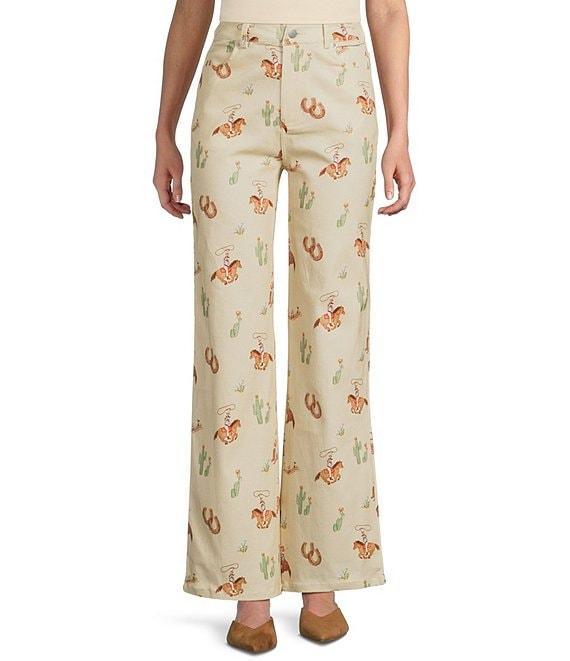 Bailey Rose Coordinating Western Horse Print Wide Leg Jeans Product Image