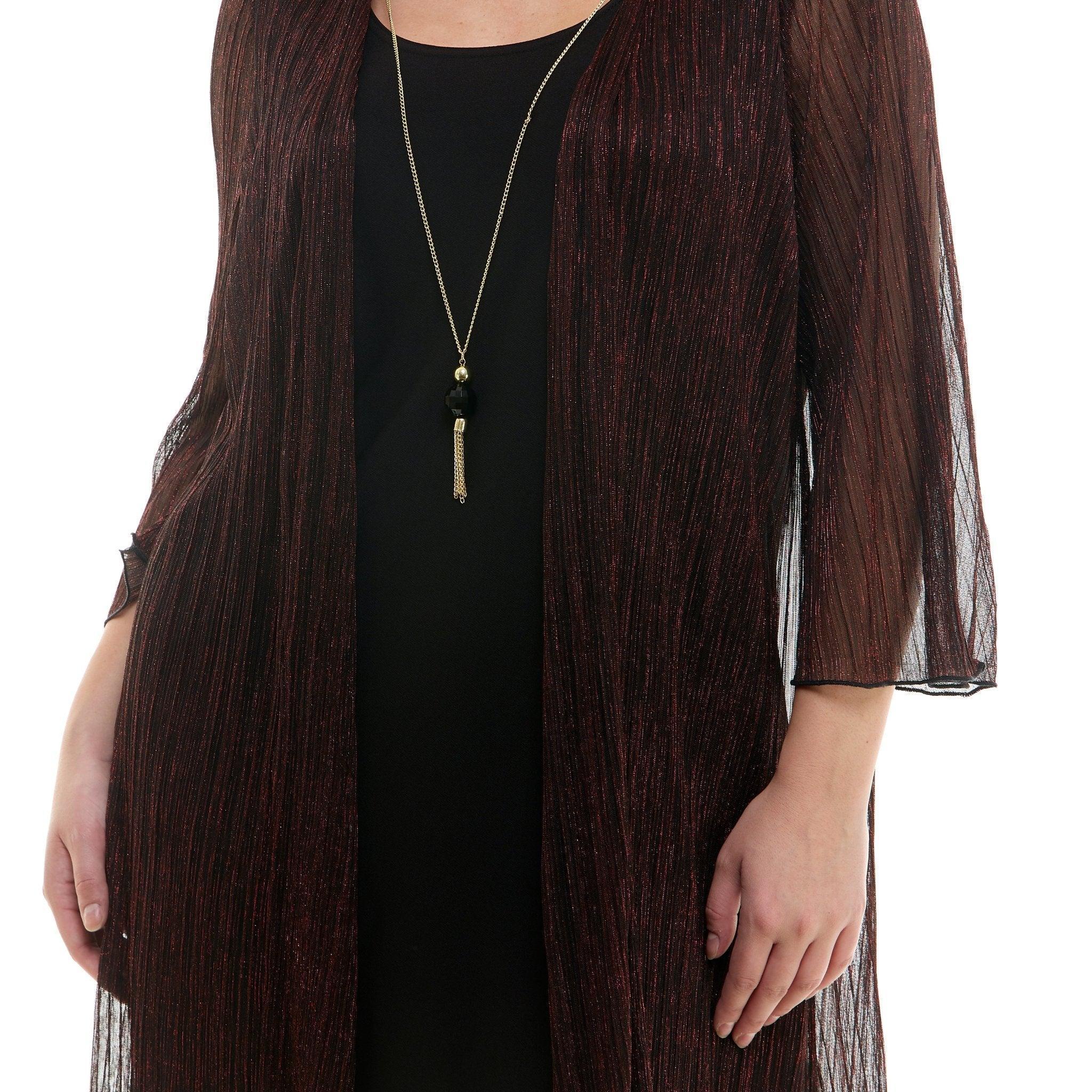 Sara Michelle 3/4 Bell Sleeve 2Fer Dress And Necklace - Plus Product Image