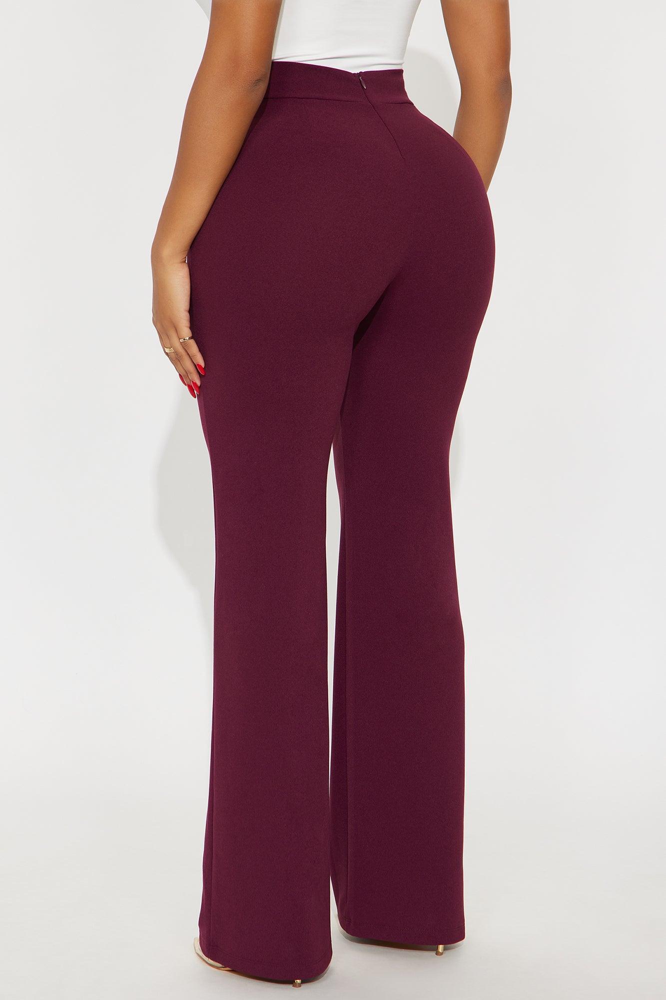 Victoria High Waisted Dress Pants - Burgundy Product Image