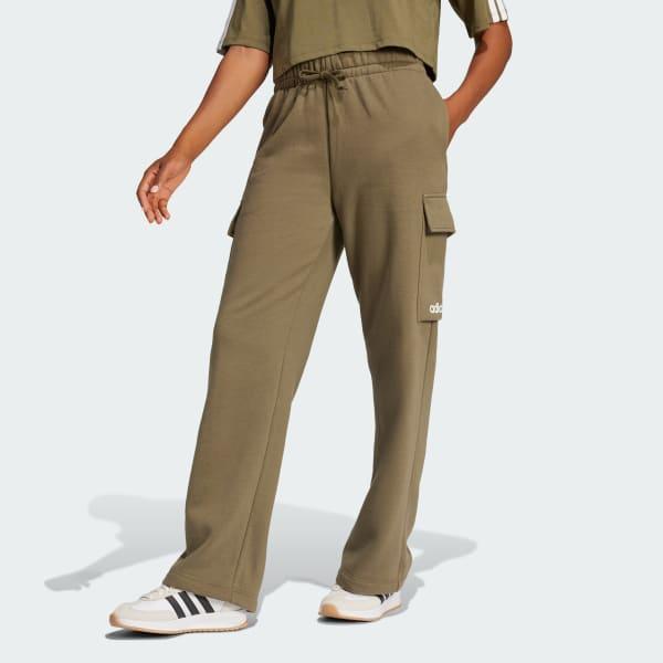 adidas Essentials Linear Fleece Cargo Pants Olive Strata XS Womens Product Image